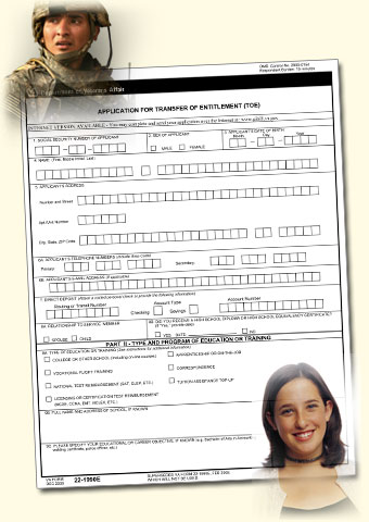 VA Form 22-1990e, Application for Transfer of Entitlement.
