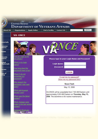 Graphic of the VA-ONCE Login.
